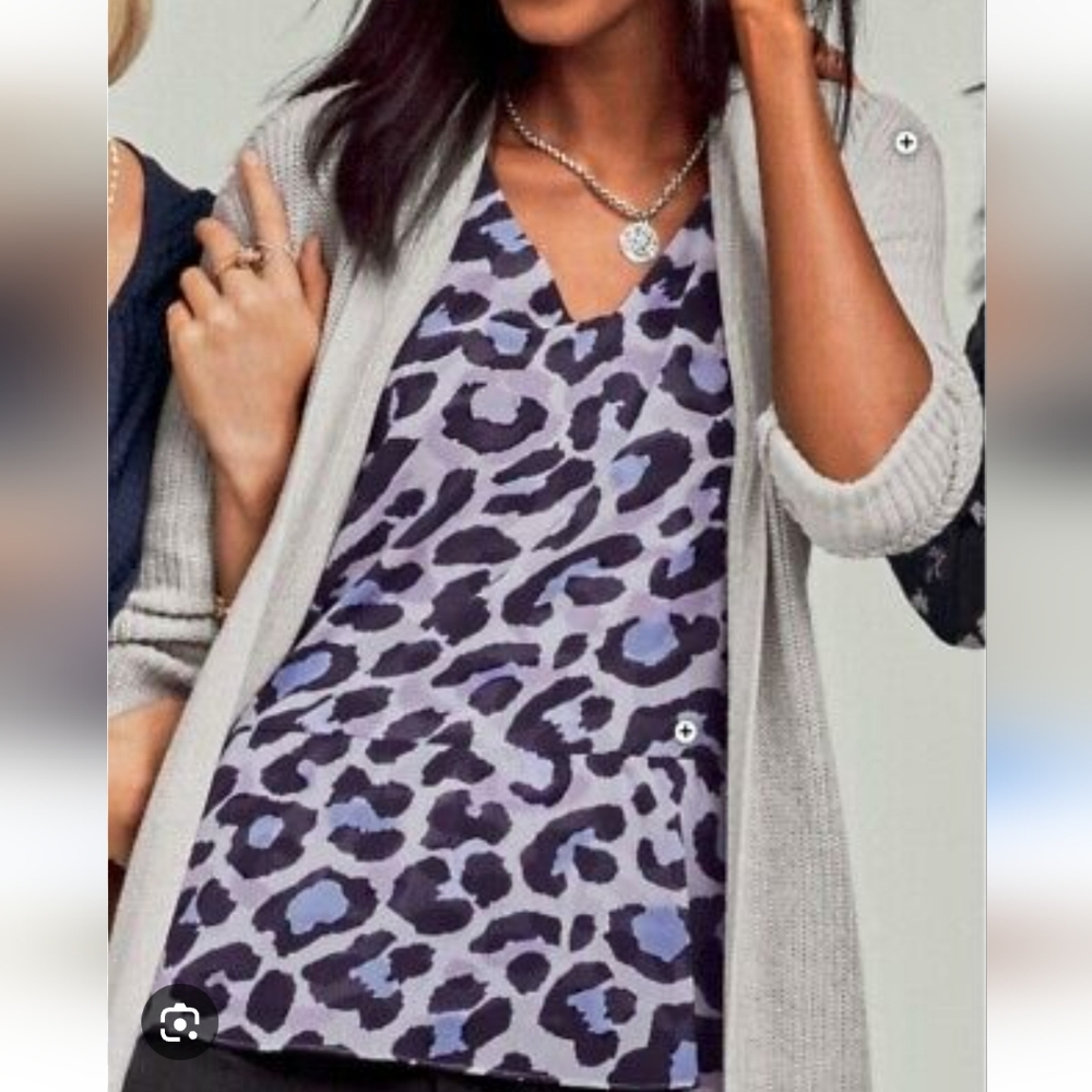 CAbi Purple Leopard Print Blouse